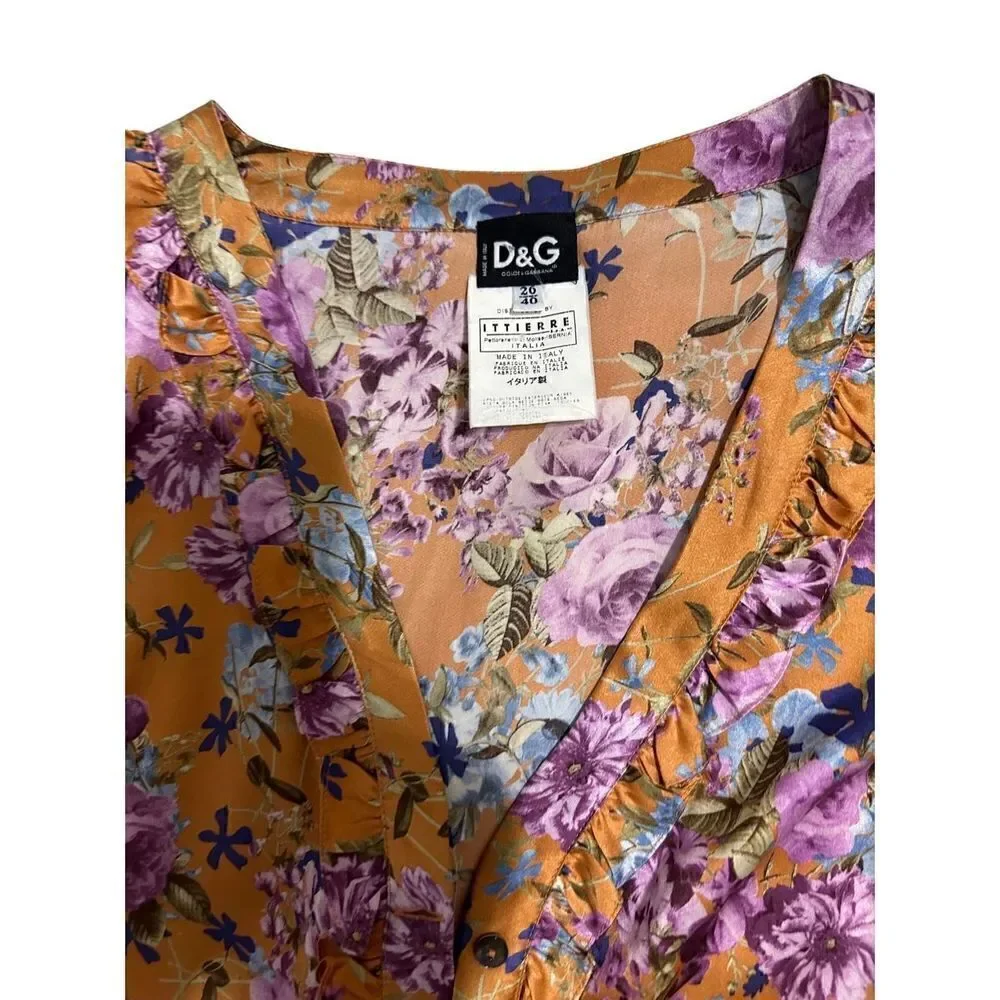 D&G Floral Print button up Blouse size S - Picture 3 of 4